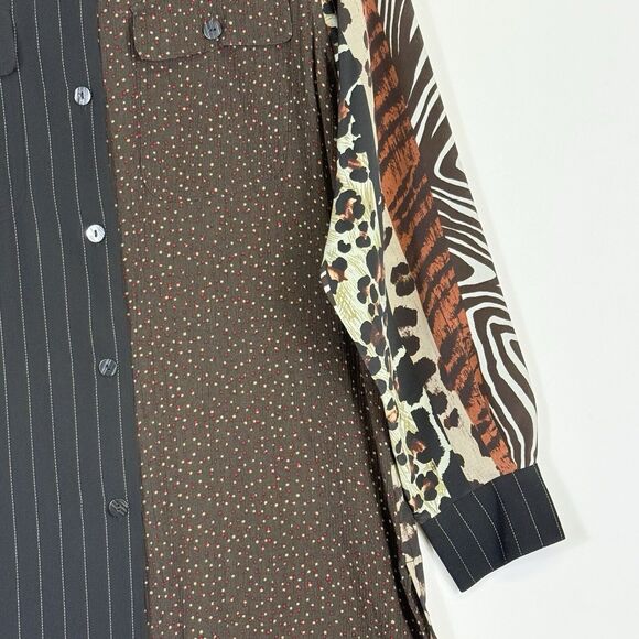 Koos‎ Of Course! Vintage Stripe Animal Print Long Sleeve Shirt Top Women's Small - Picture 3 of 8